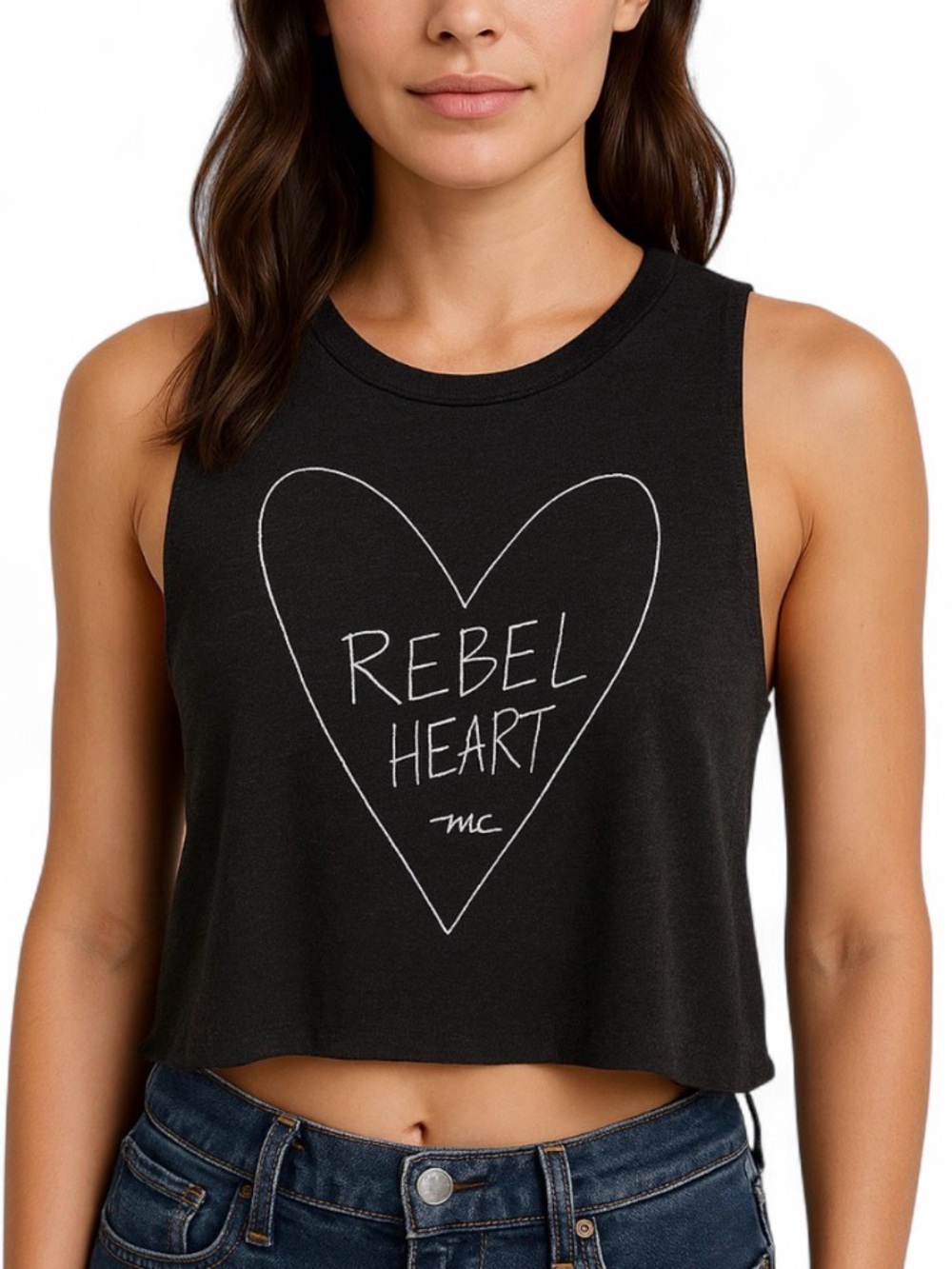 Black Crop Muscle Tee with Cut Out Design